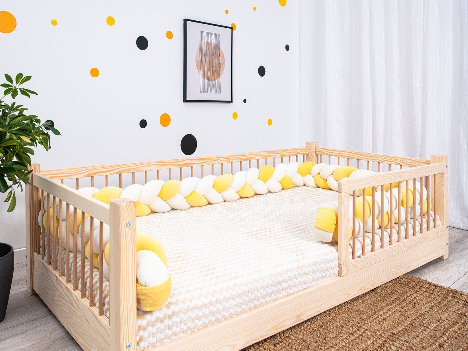 Bettschlange geflochten - zweifarbig - cream yellow