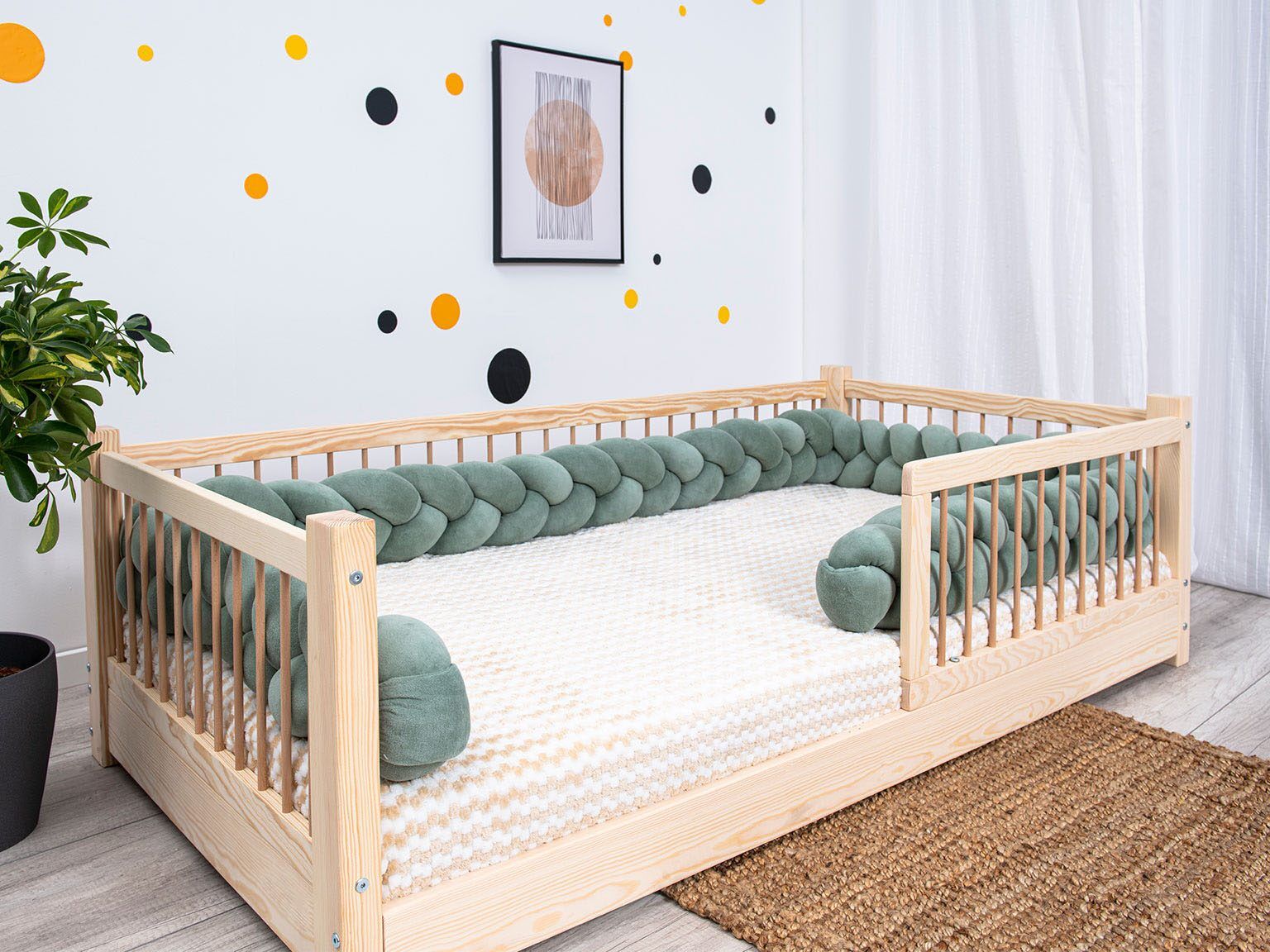 Bettschlange geflochten – einfarbige - sage green