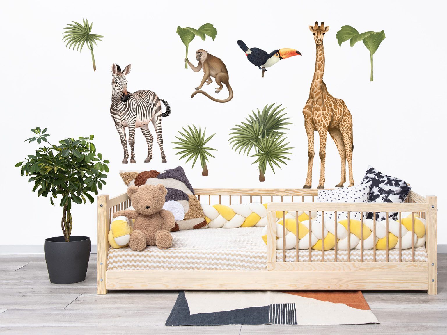Wandaufkleber Safari Tiere Zebra und Giraffe