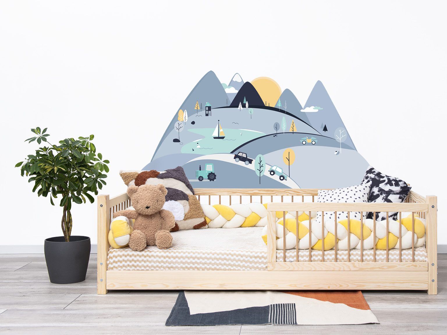 Wandaufkleber Berge blau