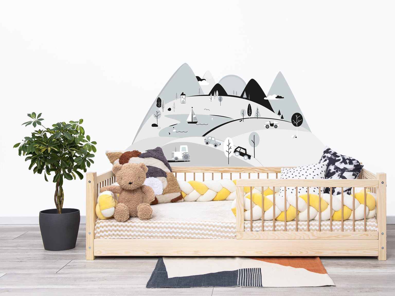 Wandaufkleber Berge grau