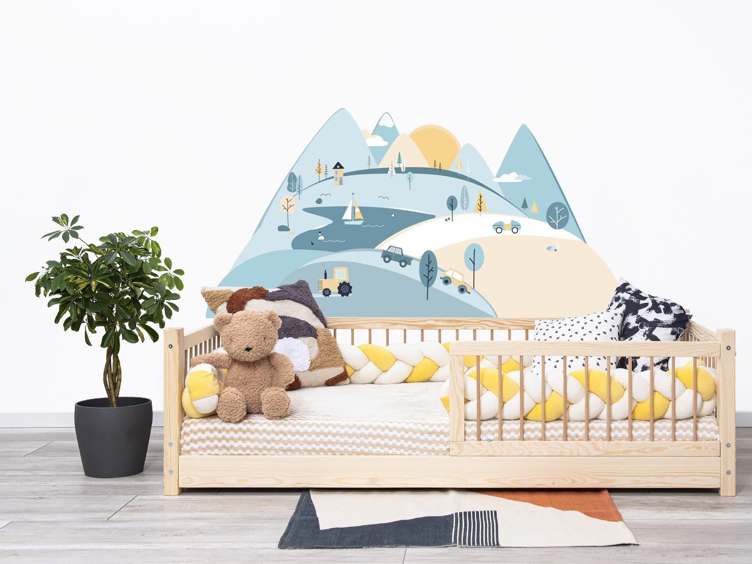 Wandaufkleber Berge himmelblau