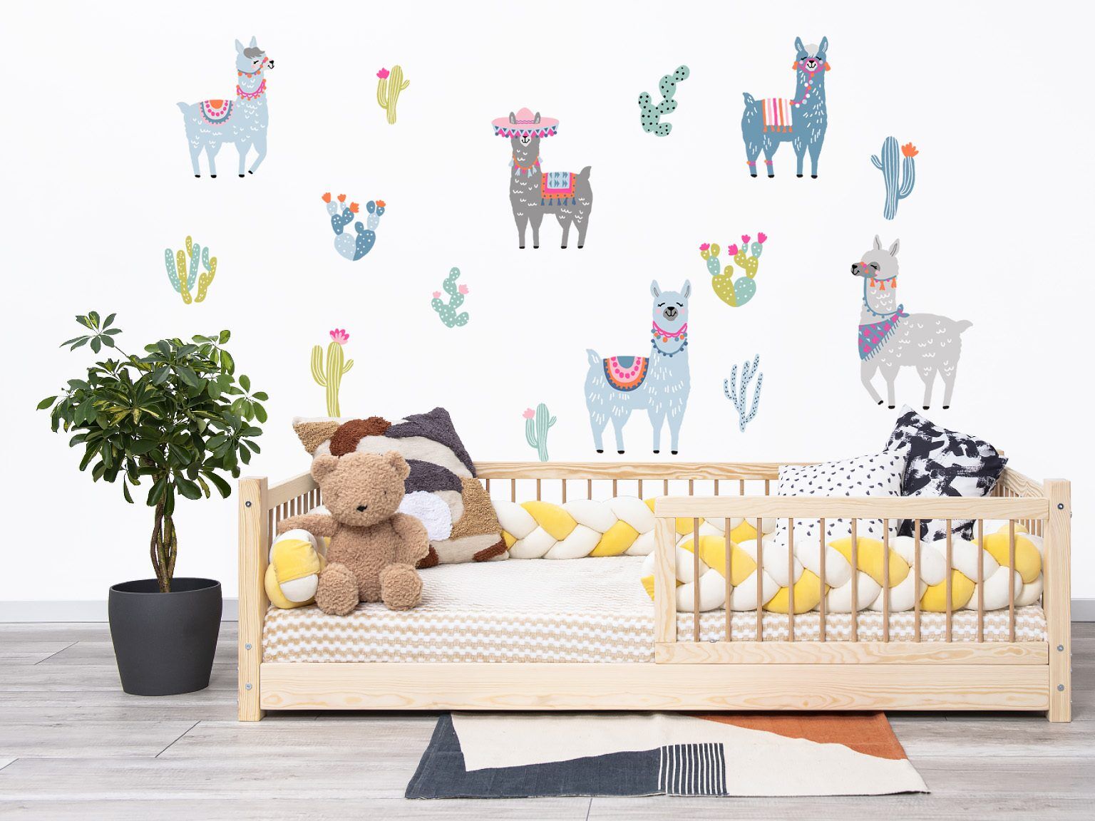 Wandaufkleber Llamas pastellfarben