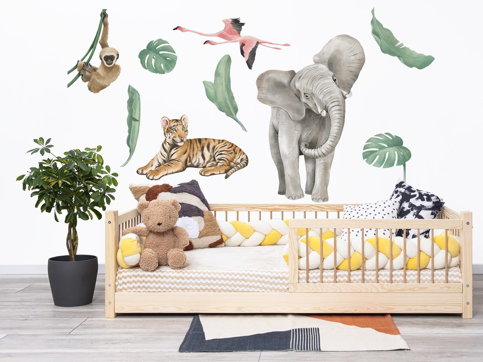 Wandaufkleber Safari Tiere Elefant und Affe