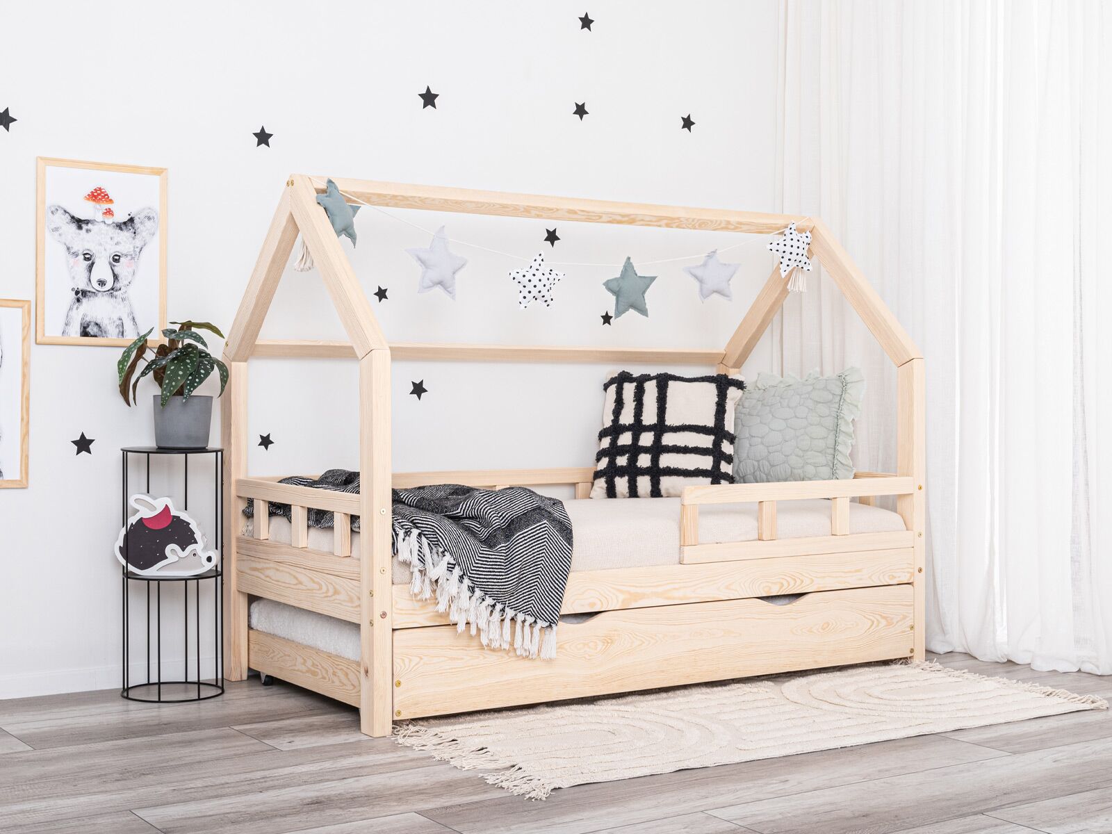 Kinderbett Hausbett mit Schublade Luna