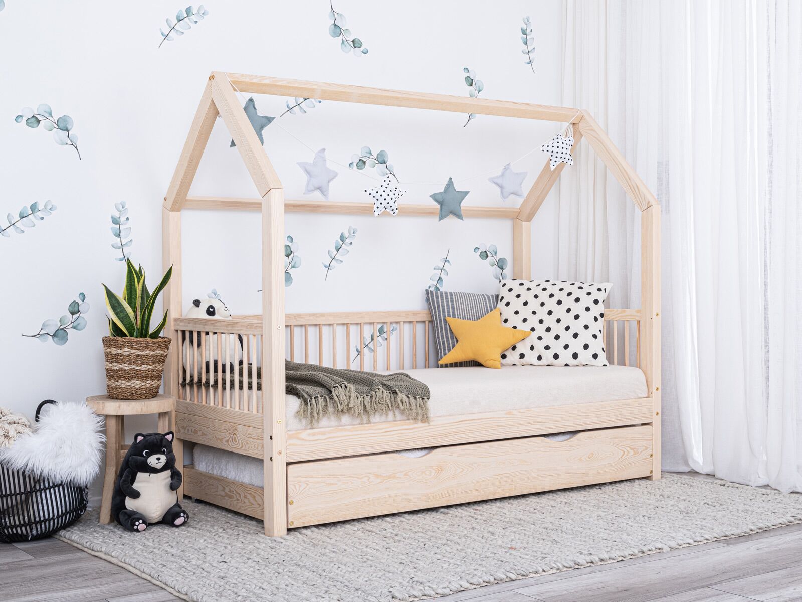 Kinderbett Hausbett mit Schublade Luno