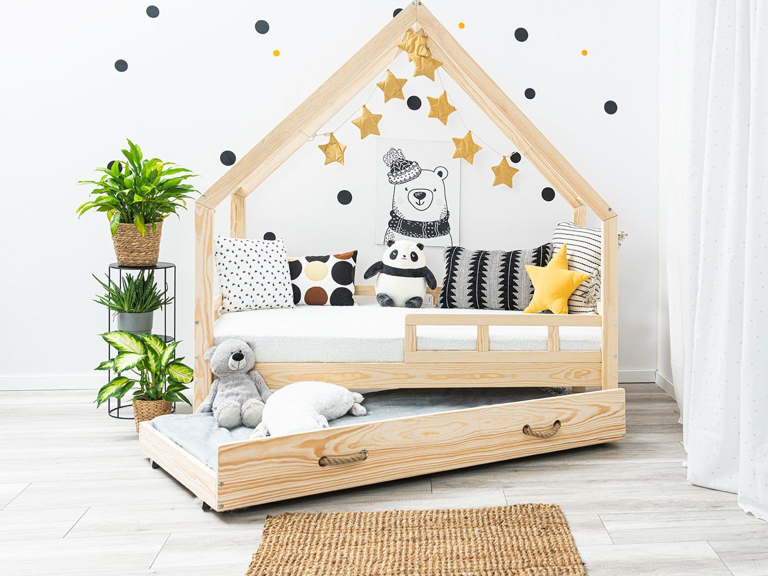 Kinderbett Hausbett mit Schublade Tanoshi